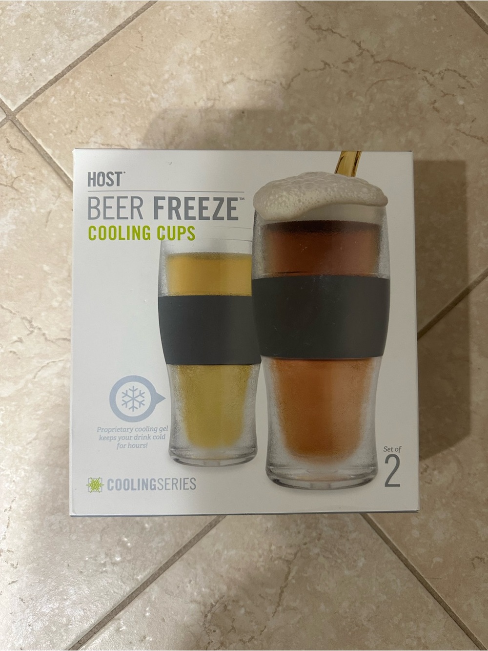 Ost Beer Freeze Cooling Cups with Black Grip (Set of 2)